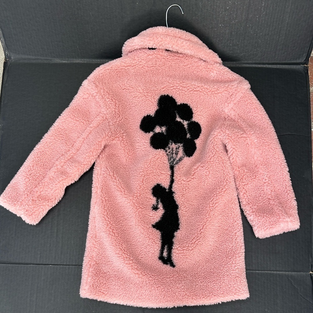 New Guess Gilrs Pink Fleece Jacket with Balloon Design SZ 8